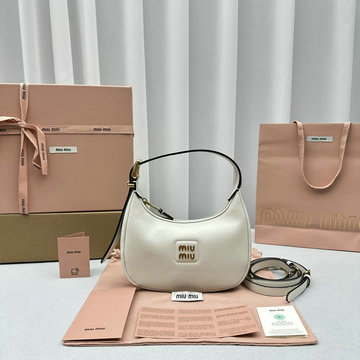 ミュウミュウ MIUMIU GH-MM5BP084DBS 2024年最新入荷 ホーボーバッグ トートバッグ スモール ハンドバッグ 2way ショルダーバッグ クロスボディバッグ