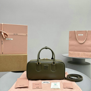 ミュウミュウ MIUMIU 99-MM5BB148PMG 2024年最新入荷 アルカディ レザー トップハンドルバッグ トートバッグ ハンドバッグ 2way 斜め掛け ショルダーバッグ