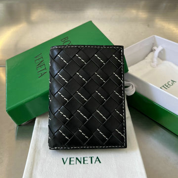 商品名称：ボッテガヴェネタ BOTTEGAVENETA aj-BOV742143BKB 2024年最新入荷 イントレチャート フラップウォレット 二つ折り短財布 ショートウォレット