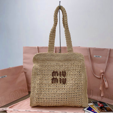 ミュウミュウ MIUMIU 99-MM5BG230FXK 2024年最新入荷 ウーブンファブリック ホーボーバッグ トートバッグ ハンドバッグ ウィメンズかばん