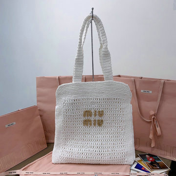 ミュウミュウ MIUMIU 99-MM5BG230FBX 2024年最新入荷 ウーブンファブリック ホーボーバッグ トートバッグ ハンドバッグ ウィメンズかばん