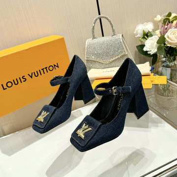 ルイヴィトン LOUISVUITTON 26-LVJ24013GS  2024年最新入荷 シェイクライン パンプス ハイヒールシューズ ブロックヒール レディースシューズ 靴