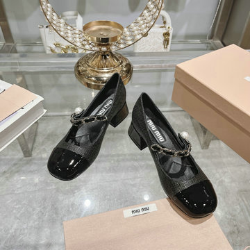 ミュウミュウ MIUMIU 26-MMJ24002DK 2024年最新入荷 ウィメンズ バレーシューズ ローファーシューズ ローヒールパンプス レディースシューズ