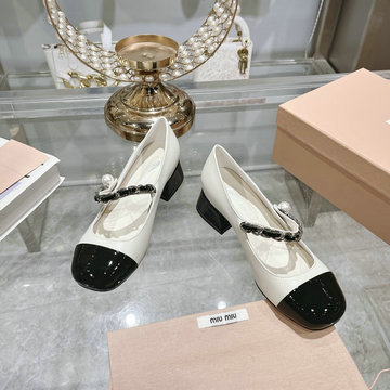 ミュウミュウ MIUMIU 26-MMJ24002DM 2024年最新入荷 ウィメンズ バレーシューズ ローファーシューズ ローヒールパンプス レディースシューズ