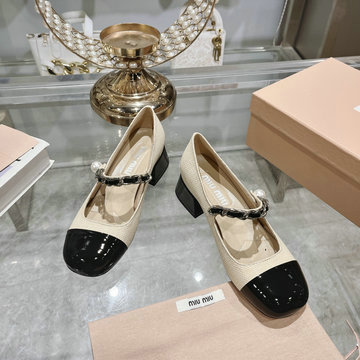 ミュウミュウ MIUMIU 26-MMJ24002DX 2024年最新入荷 ウィメンズ バレーシューズ ローファーシューズ ローヒールパンプス レディースシューズ