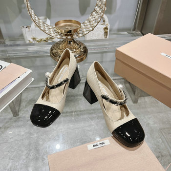 ミュウミュウ MIUMIU 26-MMJ24002GL 2024年最新入荷 ウィメンズ バレーシューズ ローファーシューズ ハイヒールパンプス レディースシューズ
