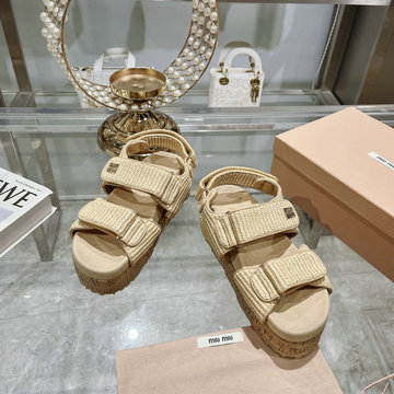 ミュウミュウ MIUMIU 26-MMJ24004X 2024年最新入荷 ウィメンズ 厚底サンダル フラットフォーム サンダル サマーサンダル レディースシューズ 靴