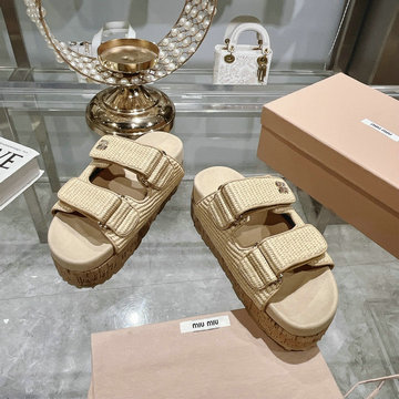ミュウミュウ MIUMIU 26-MMJ24003X 2024年最新入荷 ウィメンズ 厚底ミュール フラットフォーム サンダル サマーサンダル レディースシューズ