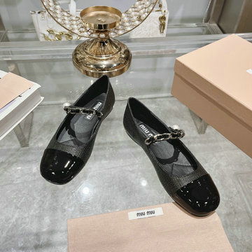 ミュウミュウ MIUMIU 26-MMJ24007BK 2024年最新入荷 ウィメンズ パンプス ローファーシューズ バレーシューズ フラットシューズ レディースシューズ 靴