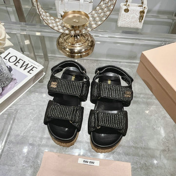 ミュウミュウ MIUMIU 26-MMJ24004K 2024年最新入荷 ウィメンズ 厚底サンダル フラットフォーム サンダル サマーサンダル レディースシューズ 靴