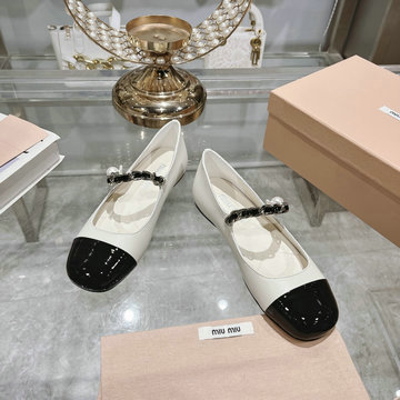 ミュウミュウ MIUMIU 26-MMJ24007PB 2024年最新入荷 ウィメンズ パンプス ローファーシューズ バレーシューズ フラットシューズ レディースシューズ 靴