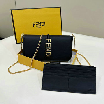 フェンディ FENDI  168-FD8BS076PBK 2024年最新入荷 グラフィ 財布内蔵ミニバッグ チェーンウォレット クラッチポーチ FFファブリック ショルダーバッグ