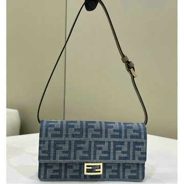 フェンディ FENDI 168-FD8M0498NLH 2024年最新入荷 財布内蔵ミニバッグ バゲット チェーンウォレット クラッチポーチ FFファブリック ショルダーバッグ