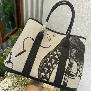 エルメスHERMES 063-H600336TYBBBK 2024最新入荷 ガーデンパーティー トートバッグ ハンドバッグ ショッピングバッグ トップハンドルバッグ