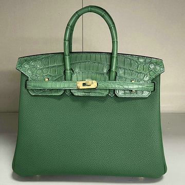 エルメス HERMES 063-HBK25TEQHJ 2024年最新入荷 バーキン 25 タッチ カーキ トゴxクロコダイル アリゲーター シルバー金具