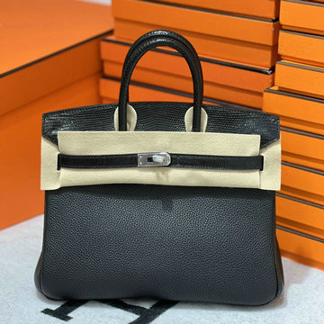 エルメス HERMES 063-HBK25TXQYBK  2024年最新入荷 バーキン 25 タッチ 黒 トゴxリザード革 シルバー金具