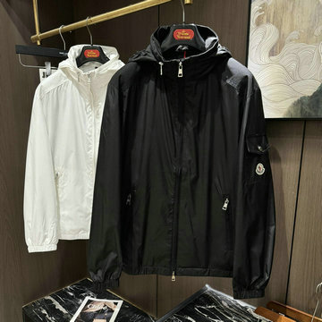 モンクレール MONCLER MS-JKMC24003 2024年秋冬最新入荷 ジャケット 長袖 メンズ パーカー フード付き ナイロン ジップアップ ホワイト 黒