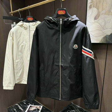 商品名称：モンクレール MONCLER MS-JKMC24004 2024年秋冬最新入荷 ジャケット 長袖 メンズ パーカー フード付き ナイロン ジップアップ ホワイト 黒
