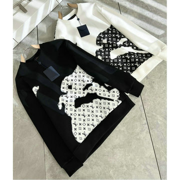 商品名称：ルイヴィトン LOUISVUITTON MS-WYLV24003 2024年秋冬最新入荷 クルーネック スウェットシャツ ロングスリーブ 長袖 黒 男女兼用