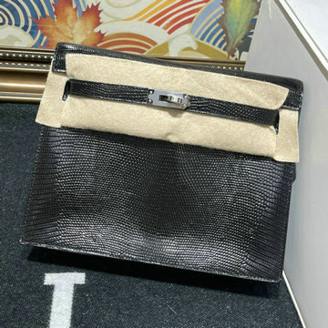 エルメス HERMES 063-HKD22XPYBK 2024年最新入荷 ケリーダンス リザード革 黒 シルバー金具 ショルダーバッグ