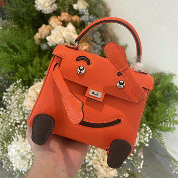 エルメス HERMES 063-HKDO22SFPYCK  2024年最新入荷 ケリードール スイフト swift オレンジ ダークブラウン シルバー金具 ハンドバッグ
