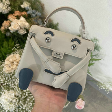 エルメス HERMES 063-HKDO22SFPYHL 2024年最新入荷 ケリードール スイフト swift ライトグレー ブラック シルバー金具 ハンドバッグ