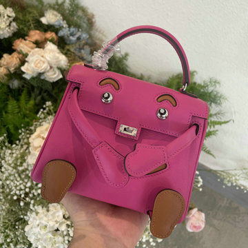 エルメス HERMES 063-HKDO22SFPYMT  2024年最新入荷 ケリードール スイフト swift ローズレッド ブラウン シルバー金具 ハンドバッグ