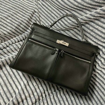 エルメス HERMES 063-HKLA40SFYBK  2024年最新入荷 ケリー ラキ Lakis スイフト ブラック シルバー金具 ハンドバッグ