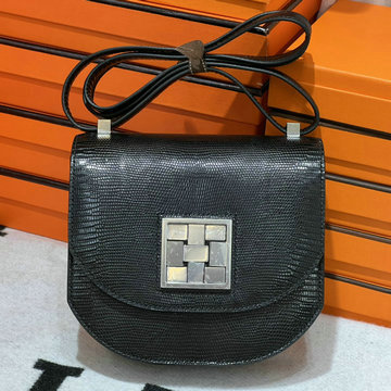 商品名称：エルメス HERMES 063-HMS19XPYBK 2024年最新入荷 モザイク ショルダーバッグ 黒 ゴールド金具 リザード革 レディース
