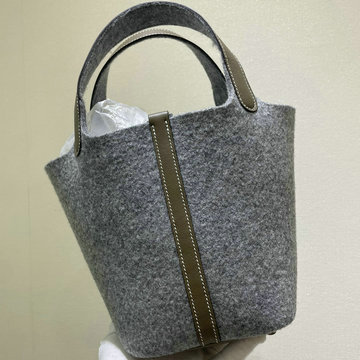 エルメス HERMES 063-HPT18MZHDH 2024年最新入荷 ピコタンロック 18 PM スイフトレザー フェルト カーキ ハンドバッグ