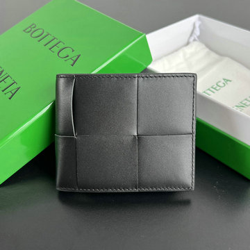 ボッテガヴェネタ BOTTEGAVENETA aj-BOV649605QBK 2024年最新入荷 カセット コインパース付き二つ折りウォレット 短財布 カード入れ 小銭入れ