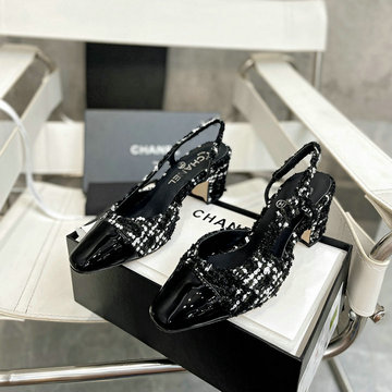 シャネル CHANEL 26-CHJ24032ZMKB  2024年最新入荷 ココマーク スリングバックパンプス レディース ミドルヒールシューズ サンダル