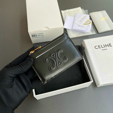 セリーヌ CELINE GH-CE10K583BK 2024年最新入荷 ジップ付きカードホルダー カードケース コインケース ショートウォレット 短財布
