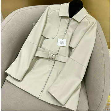 商品名称：エルメス HERMES XG-WTHE24001B 2024年秋冬最新入荷 レザーコート ジップジャケット ミディアム アウターコート