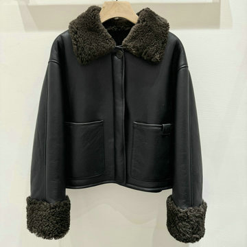 ロエベ LOEWE XG-WTLE24010 2024年秋冬最新入荷 レザーコート レディース ファスナージャケット アウター