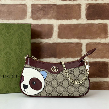 グッチ GUCCI 057-GG818763XXM  2024年最新入荷 パンダ ディテール GG ミニバッグ チェーンポーチ ショルダーバッグ レディース