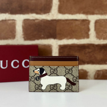 商品名称：グッチ GUCCI 057-GG818769BXG 2024年最新入荷 ドッグ ディテール付き バイカラー GG カードケース キャンパス