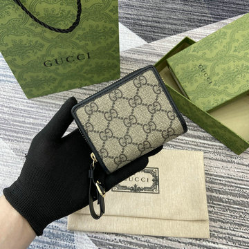 グッチ GUCCI 057-GG819131BXK 2024年最新入荷 GGエンブレム 二つ折り短財布 カードケース 名刺入れ 小銭入れ