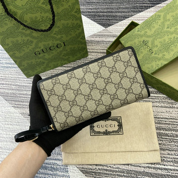 グッチ GUCCI 057-GG821803BXK 2024年最新入荷 GGエンブレム ジップウォレット ファスナー長財布 カード入れ