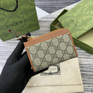 グッチ GUCCI 057-GG821804BXZ 2024年最新入荷 GGエンブレム ジップ カードケース 名刺入れ 小銭入れ