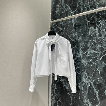 商品名称：プラダ PRADA XG-CCPD25002 2025年新作 ロングスリーブ シャツ リボン付き ショートブラウス レディース
