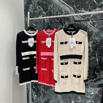 商品名称：シャネル CHANEL XG-KQCH25007  2025年新作 ニットドレス ワンピース レディース おしゃれ クルーネック