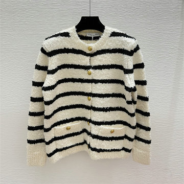 商品名称：クリスチャンディオール CHRISTIAN DIOR XG-MKCD25006 2025年新作 ストライプ カーディガン ロングスリーブ ウールニット コート クルーネック