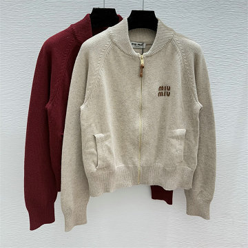 商品細詳を見る:ミュウミュウ MIUMIU XG-MKMM25006 2025年新作 ロングスリーブ カーディガン ニット ジップコート クルーネック ウール レディース