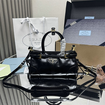 プラダ PRADA GH-PD1BA486BK 2025年新作 ボニー スモール トートバッグ ショルダーバッグ ソフトルックスレザー