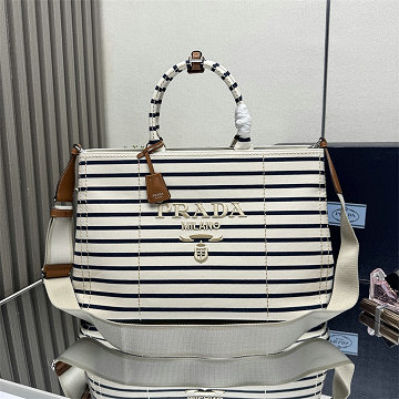 プラダ PRADA GH-PD2VG131TBS 2025年新作 ストライプ トートバッグ ハンドバッグ キャンパス