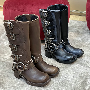 商品細詳を見る:ミュウミュウ MIUMIU 99-MMJ25003 2025年新作 ロングブーツ ローヒール カジュアルシューズ レディース