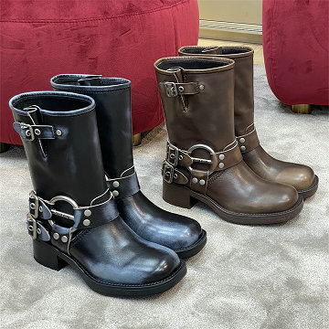 商品名称：ミュウミュウ MIUMIU 99-MMJ25005 2025年新作 ショートブーツ ローヒール カジュアルシューズ レディース