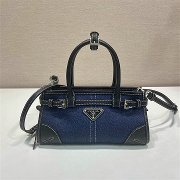 商品名称：プラダ PRADA 99-PD1BA486BLK 2025年新作 ボニー ミニ ハンドバッグ トートバッグ ショルダーバッグ デニム