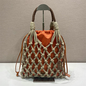 商品細詳を見る:プラダ PRADA 99-PD1BC111CS 2025年新作 ヌエ ミディアム コットンマクラメ バッグ トートバッグ ハンドバッグ